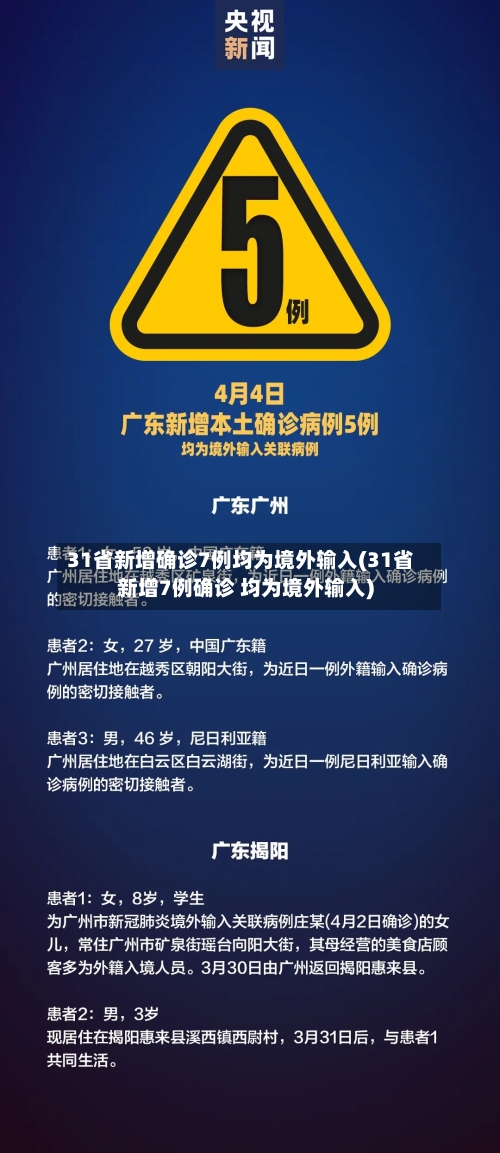 31省新增确诊7例均为境外输入(31省新增7例确诊 均为境外输入)