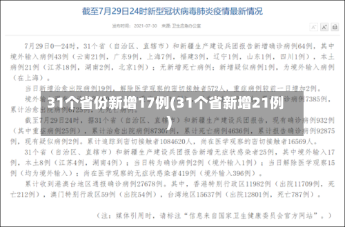 31个省份新增17例(31个省新增21例)