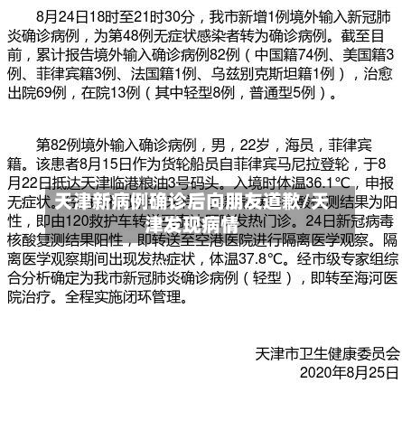 天津新病例确诊后向朋友道歉/天津发现病情