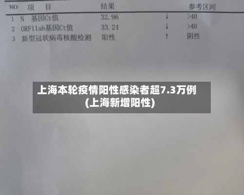 上海本轮疫情阳性感染者超7.3万例(上海新增阳性)