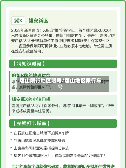 唐山限行地区限号/唐山地区限行车号