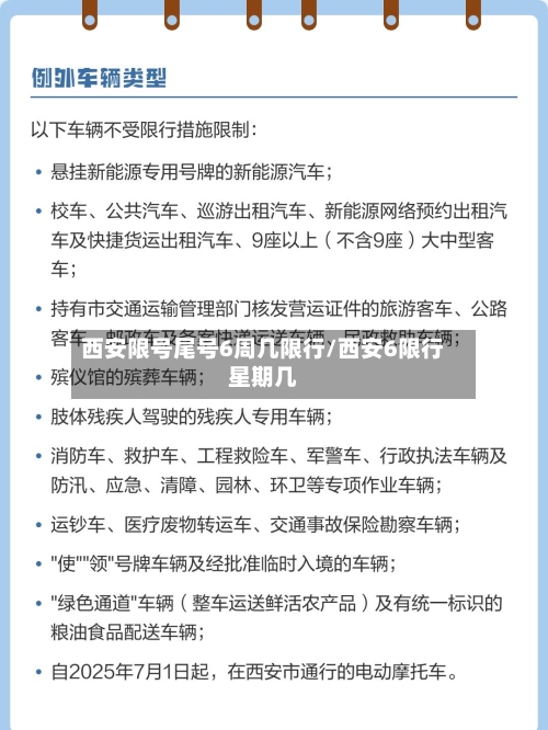 西安限号尾号6周几限行/西安6限行星期几
