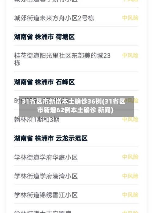 31省区市新增本土确诊36例(31省区市新增62例本土确诊 新闻)-第2张图片